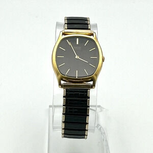 Vintage Seiko  Black and Gold Rectangular Unisex Watch